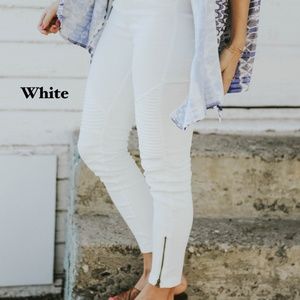 White Moto Jeggings